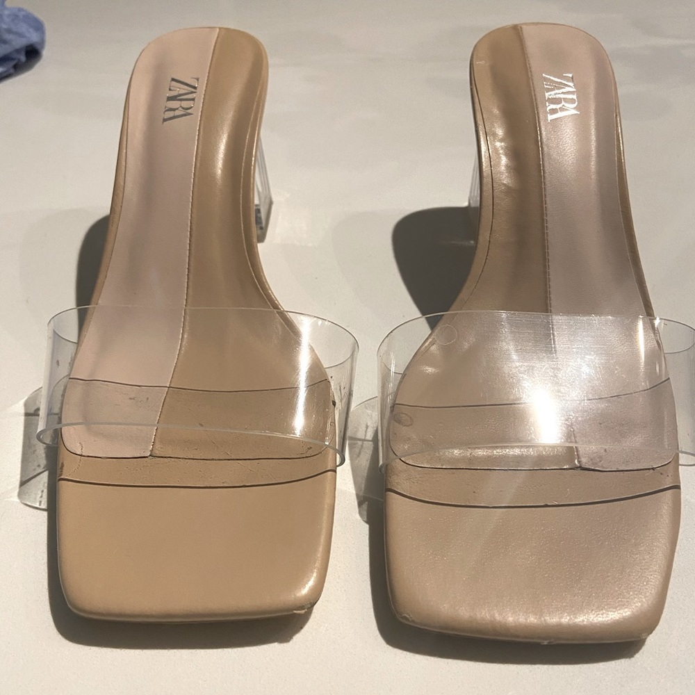 Zara Clear Mule Heels size 37